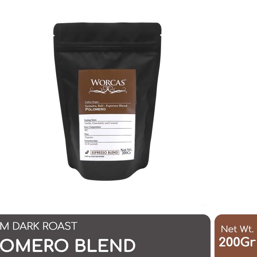 

♦ WORCAS Kopi Polomero Espresso Blend 200 Gram | Es Kopi Susu Blend ✦
