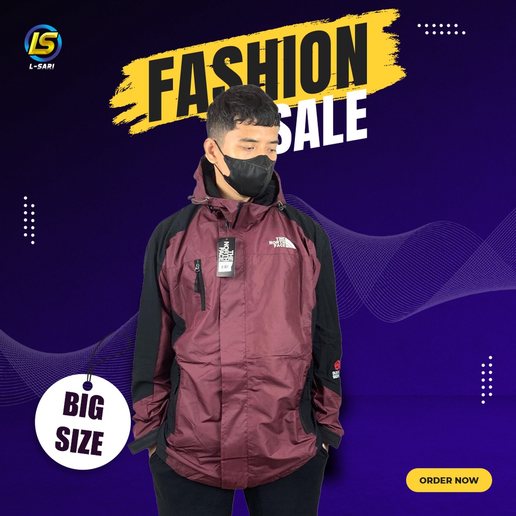 JAKET BIG SIZE JUMBO L XL XXL XXXL XXXXL PRIA WANITA PARASIT WATERPROOF OUTDOOR GUNUNG COWOK