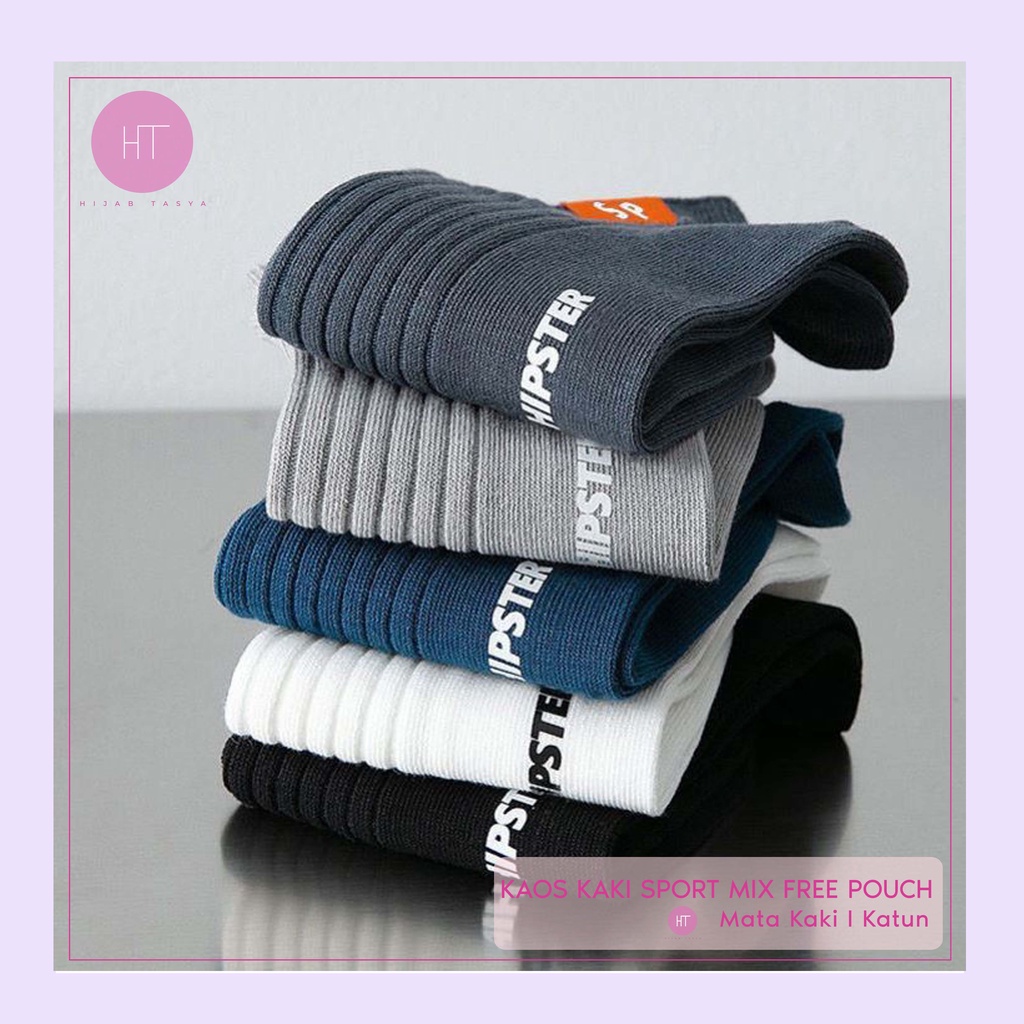 Kaos Kaki Sport / Olahraga - Free Pouch (Warna Mix)