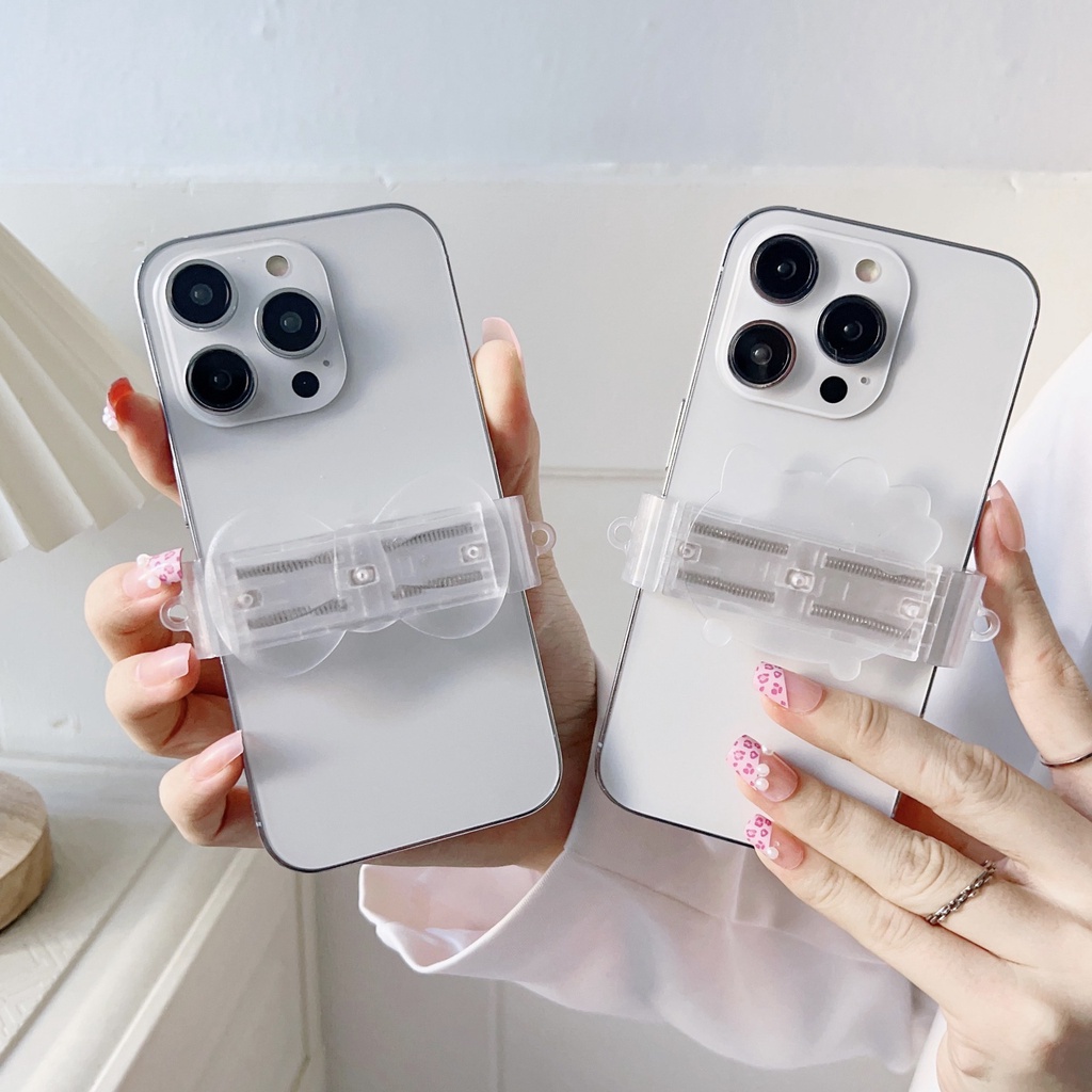Universal Adjustable Kasus Ponsel Klip Belakang Indah Anti Hilang Klip Telepon Transparan Fleksibel Braket Belakang Untuk Ponsel Lucu Portabel Klip Belakang Ponsel Jernih