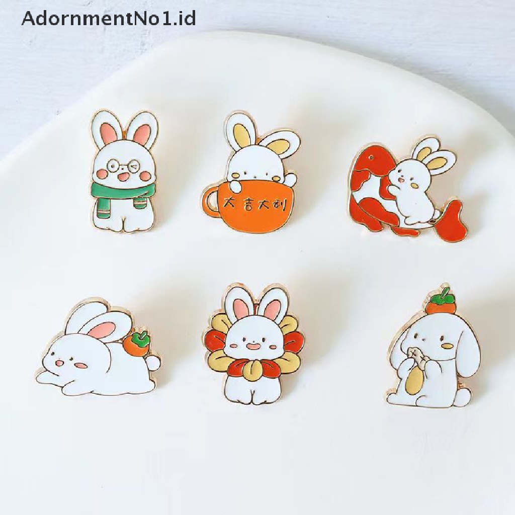 [AdornmentNo1] Lucu Tahun Baru Kelinci Enamel Bros Kartun Beruntung Merah Ikan Gurame Wortel Bunga Bunny Year Badge Pakaian Lapel Pin Hadiah Perhiasan [ID]