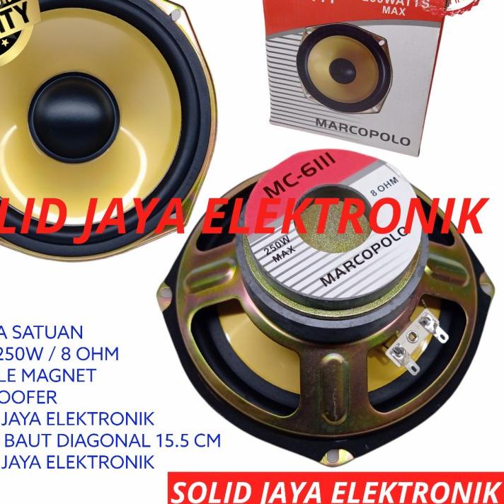 ✮ SPEAKER 6 INC SUBWOOFER MARCOPOLO MC-6111 MC6111 SUB DOUBLE MAGNET SUBWOFER VOKAL MC 6111 INCH IN 