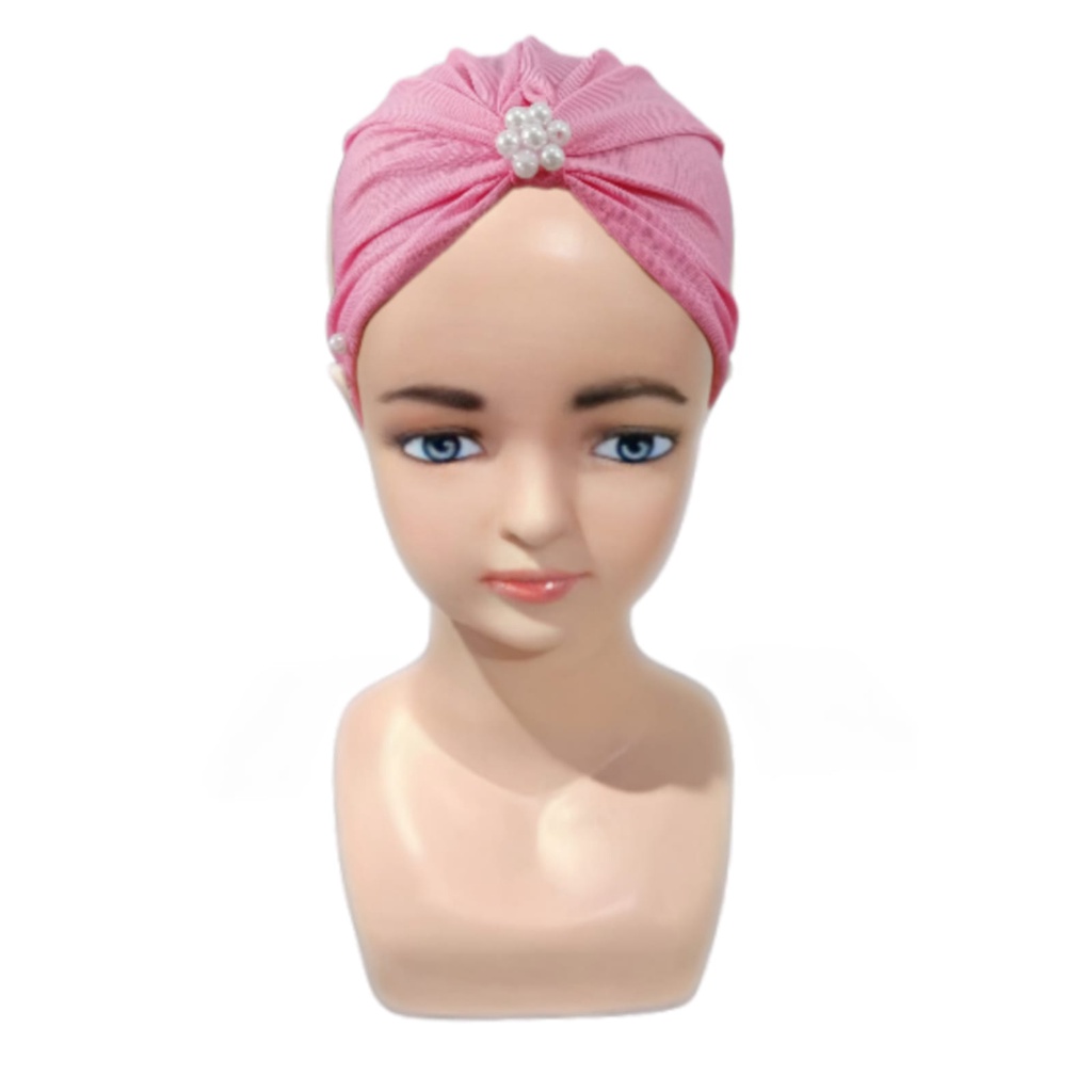 turban anak mutiara cantik lucu murah bahan jersey