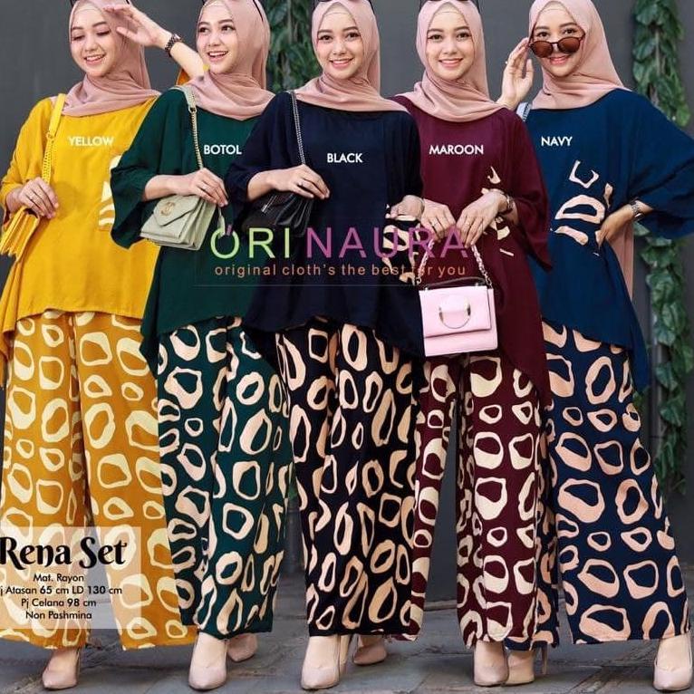 Big Sale SETELAN WANITA WAKA-WAKA RENA KOMBINASI JUMBO / SATU SET BAJU DAN CELANA JUMBO LD130cm