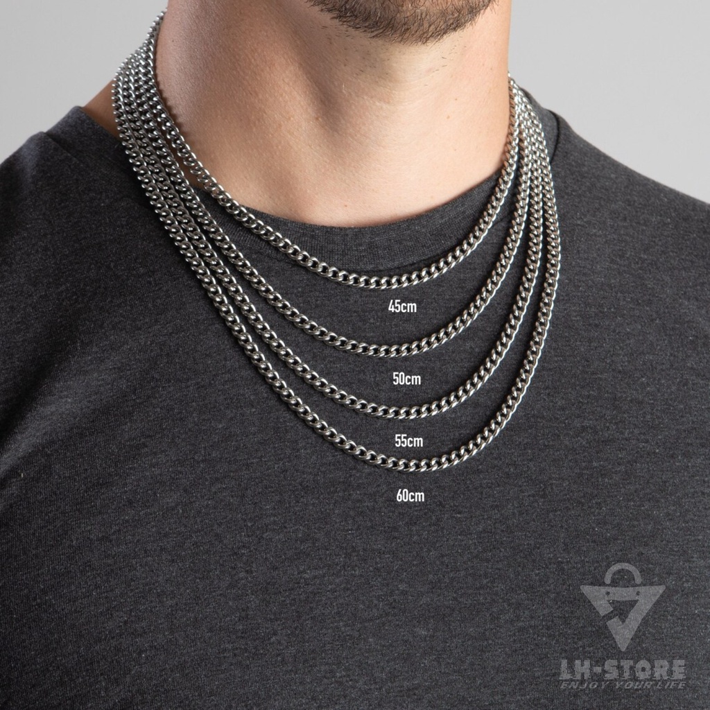 KALUNG RANTAI RAPAT TITANIUM 5MM PRIA WANITA ANTI KARAT TIDAK LUNTUR