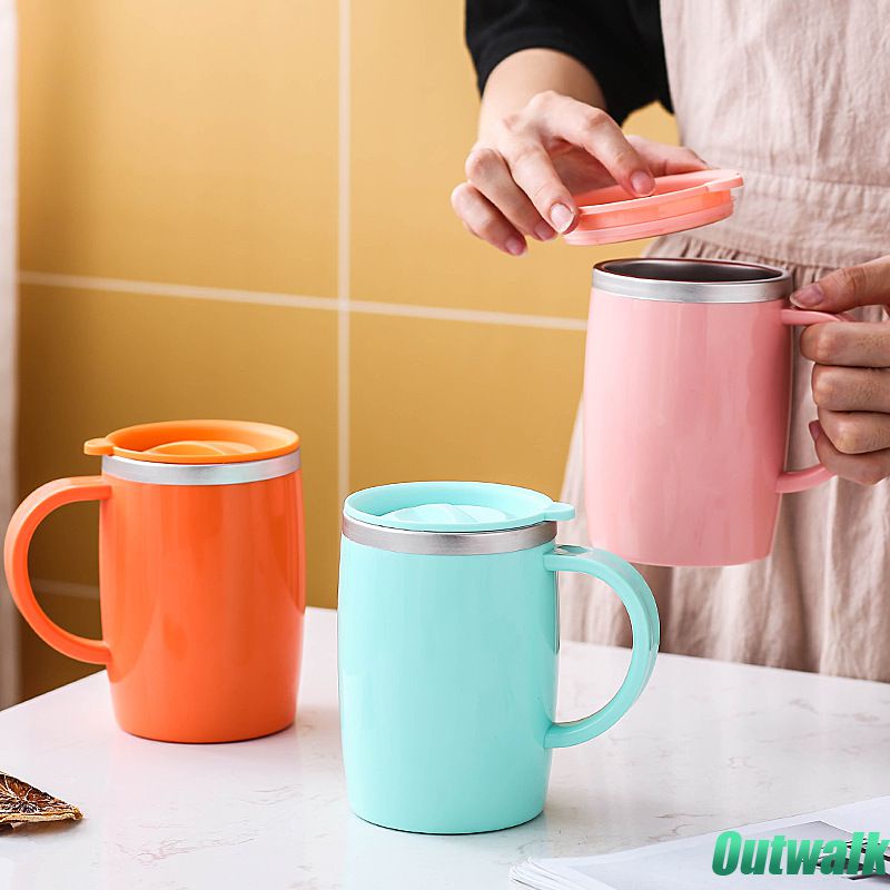 ღ Air Piala Stainless Steel Double-Layer Panas Isolasi Botol Air Dikontrol Disipasi Panas Mug Anti-Scald Kopi susu Teh Setiap Hari Cangkir Teh