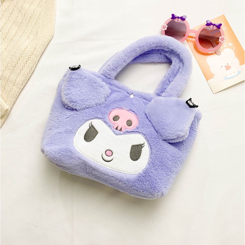 DIORAMI - Shoulder Bag Motif Karakter Sanrio My Melody Cinnamorol Kuromi Lucu Fur HANDBAG Tas Tenteng Totebag Perempuan Korea Style By Chikoisme NR