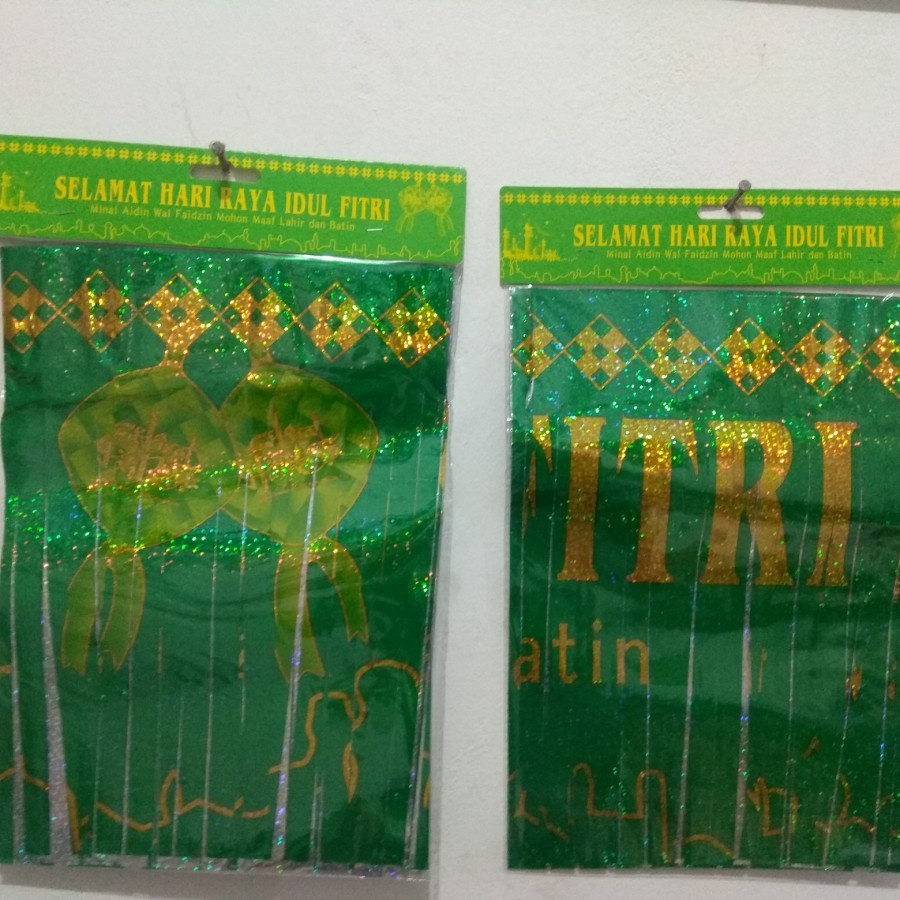banner lebaran Selamat idul Fitri garland rumbai foil metalik