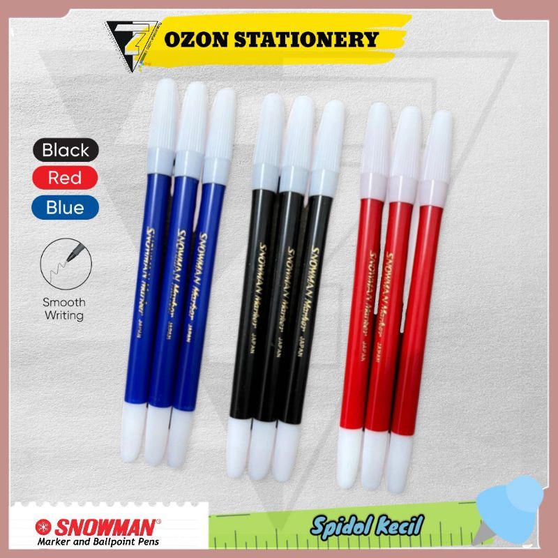 Spidol Kecil Snowman Marker Murah Harga Satuan/Pcs 4 Pilihan warna Hitam Biru Merah