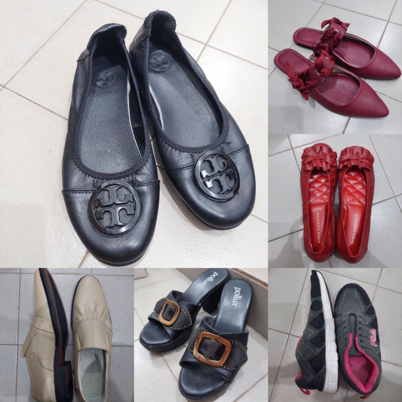 Preloved Sepatu Branded Wanita dan Pria (High heels, Pantofel, Selop, Sandal, Olahraga/workout) Sant