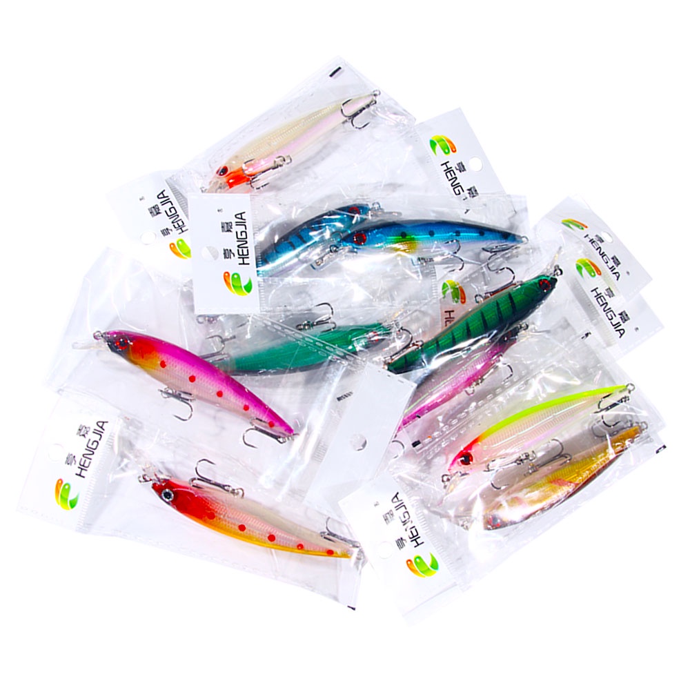 Hengjia 20Pcs/Lot Umpan Pancing Minnow Lure Bait Ikan Kecil Keras 11.2cm 12.8g Umpan Artificial Hard Bait Fishing Wobblers Kait treble