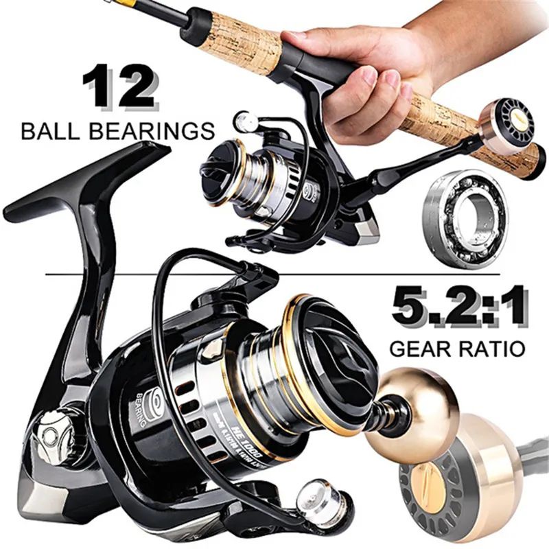 LINNHUE HE Series Reel Pancing Spinning Fishing Reel 5.2:1 10Kg HE2000,3000