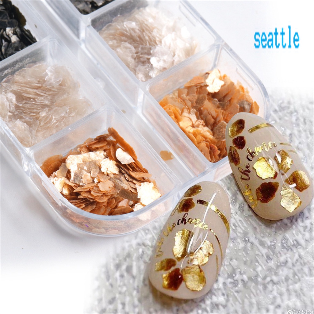 Mica Slice / Payet Reflektif 6 Grid / Box Untuk Membuat Nail Art Cantik