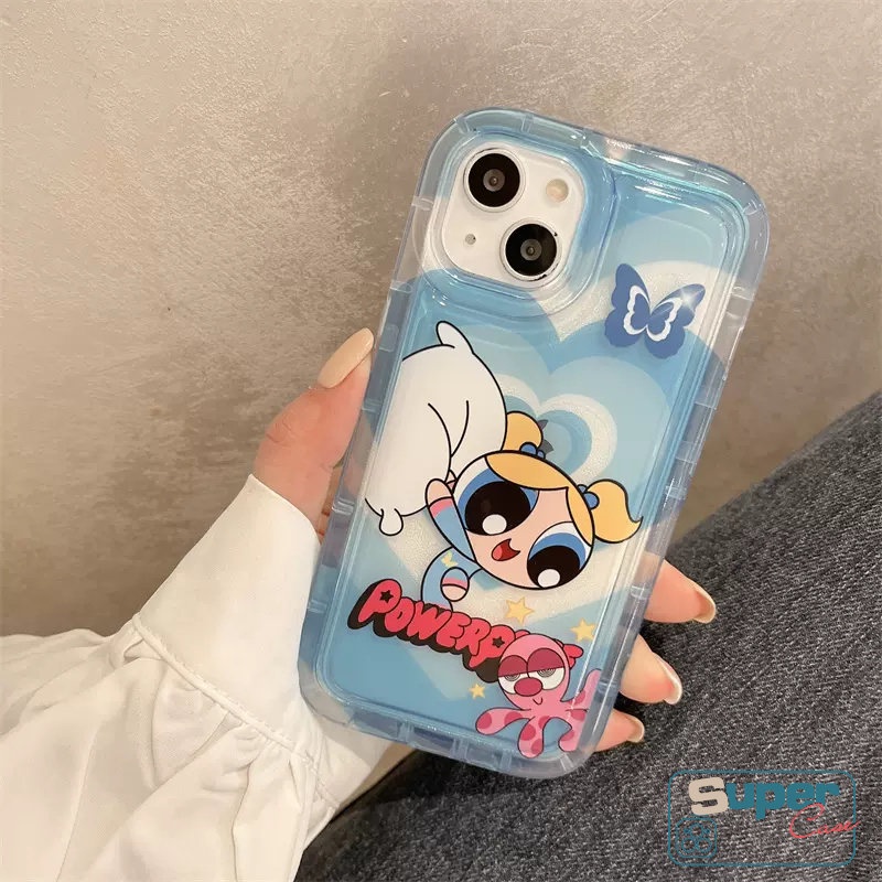 Kartun Shockproof Airbag Case Untuk Redmi 12C A1 9T 10C 9 9C NFC 9A 10A 10 Note10 11s 10s 11 9 Note 10s 8 9 10 11 POCO F4 The Powerpuff Girls Gradient Love Heart Soft TPU Cover