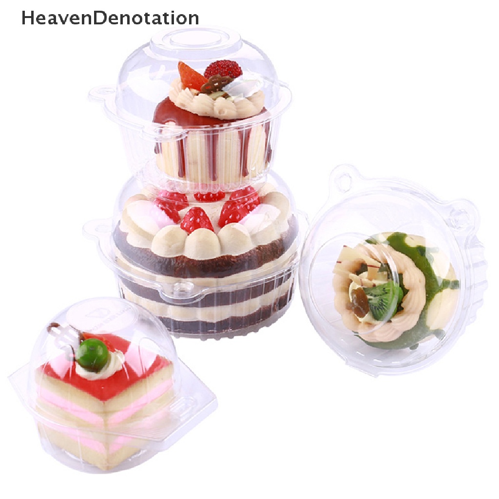 [HeavenDenotation] 10pcs Cupcake Holder Kepala Kucing Bulat Lucu Wadah Muffin Dome Plastik Bening HDV