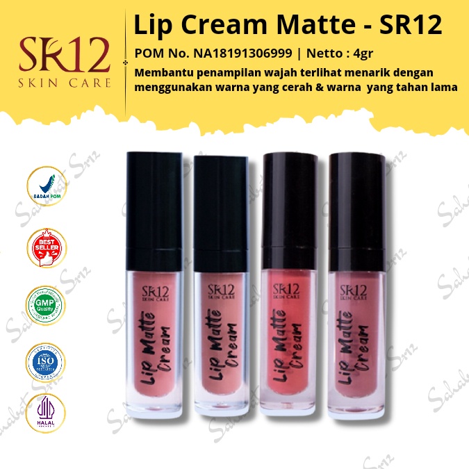 TERLARIS..!! SR12 LIP MATTE CREAM BPOM / LIPSTIK MATTE MAKE UP / BEBAS PARABEN , TAHAN LAMA &amp; RINGAN