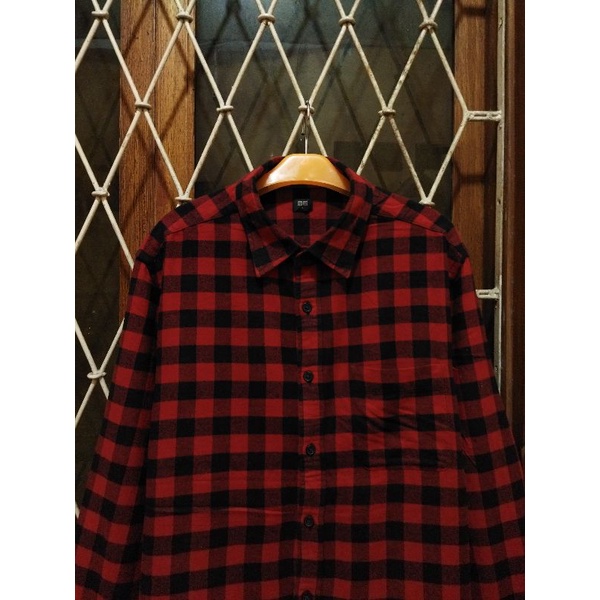 kemeja soft flanel uniqlo second original XL kemeja kasual pria murah terlaris