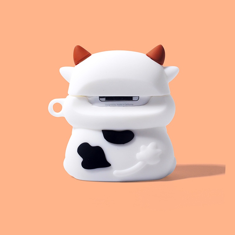 3D Cute Cow with Bubble Milk Tea Bluetooth Earphone Case Soft TWS Cover for Airpods 1 2 3 Airpods3 I12 inpods 12 Headphone Protector