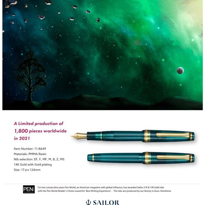

SAILOR Pro Gear Slim LE1800 Fountain Pen Blue Green Nebula