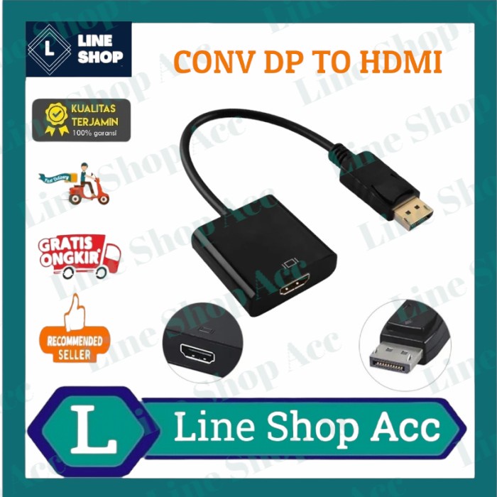 Converter DP Male to HDMI Female / DisplayPort Male to HDMI Female
