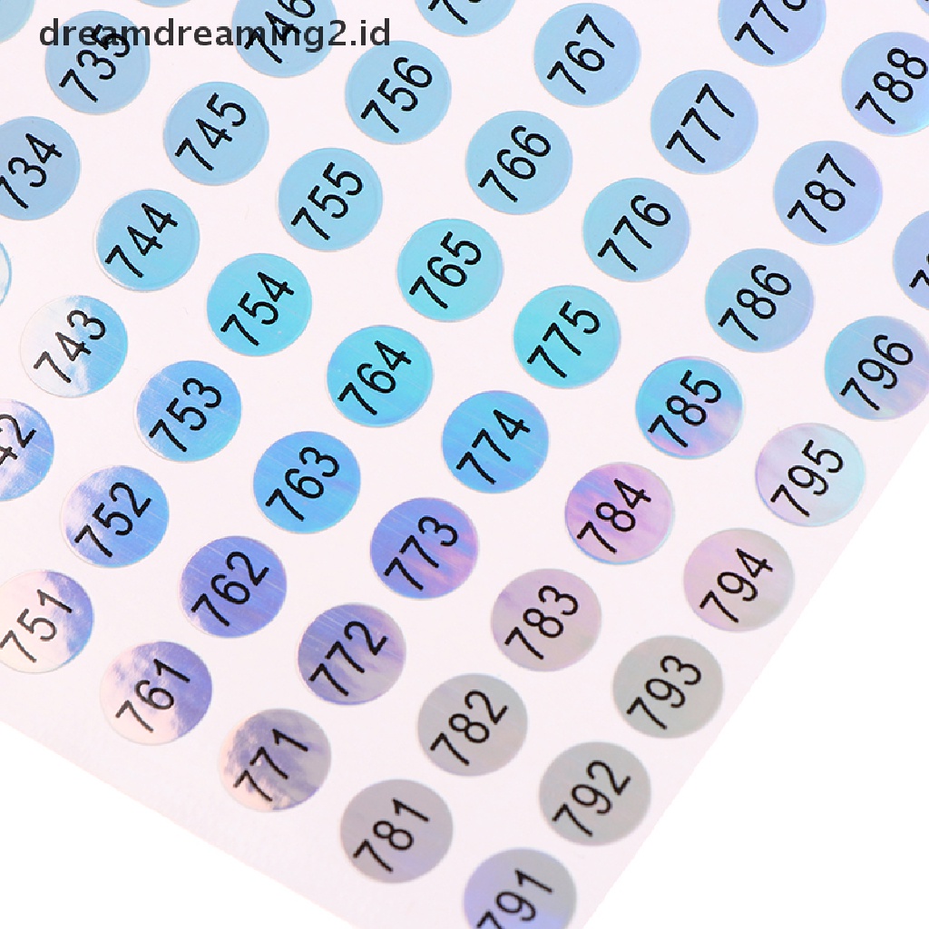 (dream) 1-1000 Stiker Angka Kuku Anti Air Bulat Label Digital Self Adhesive Numbers.