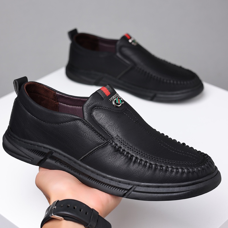 Fashion Klasik Sepatu Pantofel Pria Santai Resmi Formal Kerja Loafer Slip On Full Black Tanpa Tali Kantor Cowok Dewasa Kekinian 257