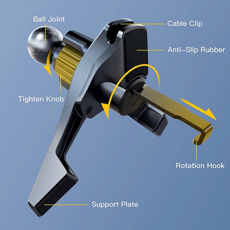 1pc Pengait Kepala Bola Dipasang Ventilasi Mobil Portabel Dilepas/Outlet Udara Otomotif Braket Gantung ABS Tetap/Kait Penyimpanan Hemat Ruang Kendaraan