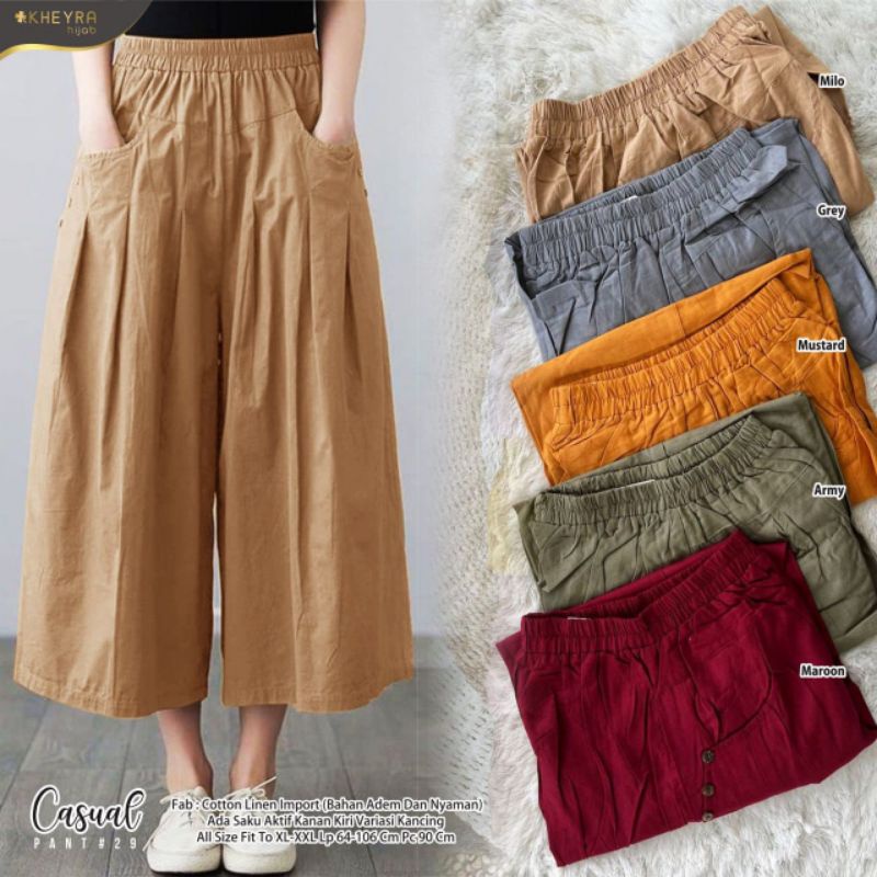 CASUAL PANT #29 ORI KHEYRA | Cotton Linen Import Bahan adem &amp; nyaman