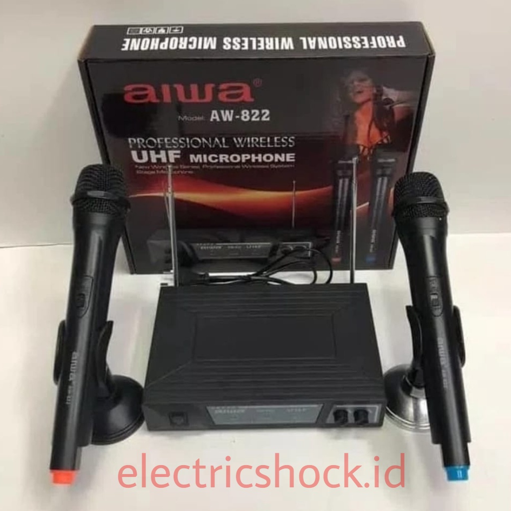 Mic wireless AIWA AW 822/AW-822/AW822 UHF double Microphone