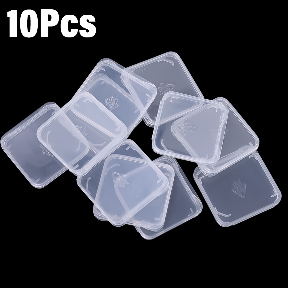 1/10pcs Transparan Standar SD Card Case Tahan Debu SD Memory Card Protector Mini Portable Bening SDHC Card Tempat Penyimpanan