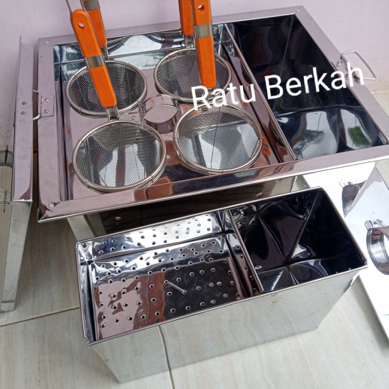 Panci mie ayam stainles steel Dandang mie kotak lubang 4 plus kuah