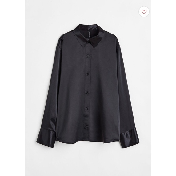 Kemeja hitam satin h*m