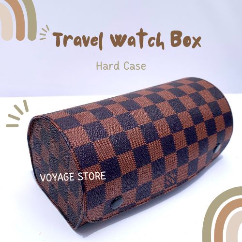 Premium watch box organizer Jam tangan single leather Suede kulit velvet kotak penyimpanan simpan Hard case polos LV Monogram plaid classic