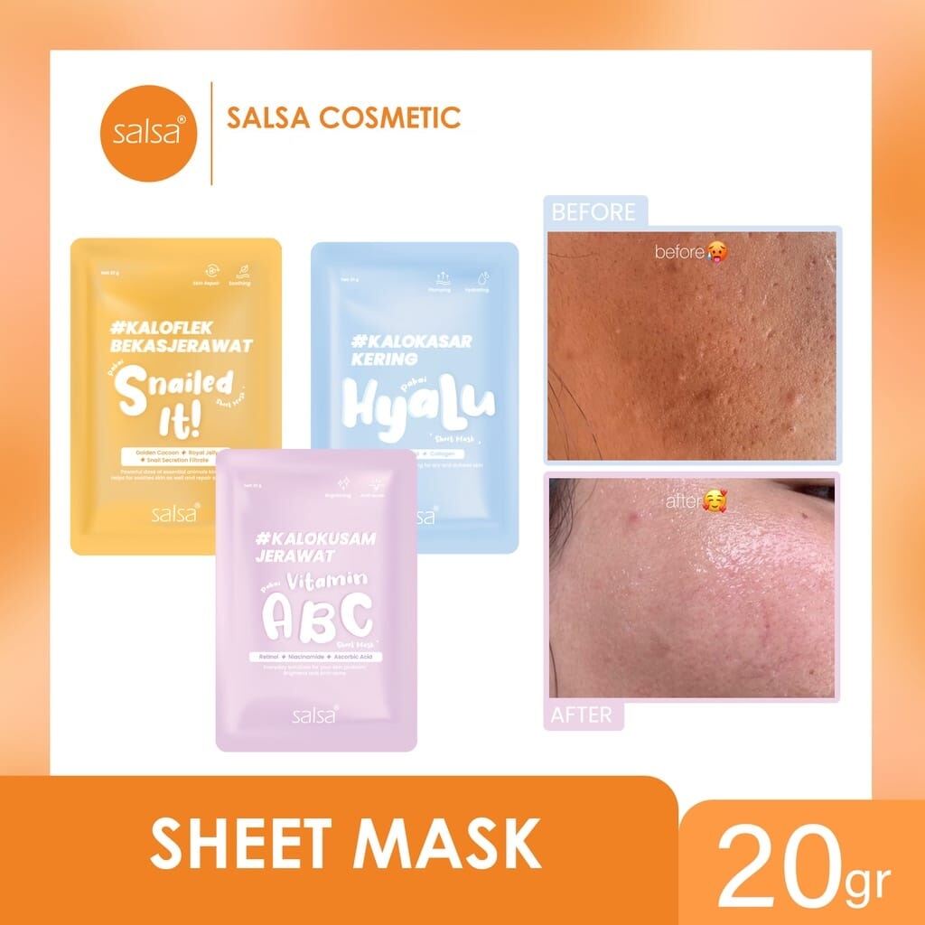 ✨LACIKOSME✨ SALSA SHEET MASK - MASKER WAJAH DAILY HYALURONIC NIACINAMIDE SNAIL