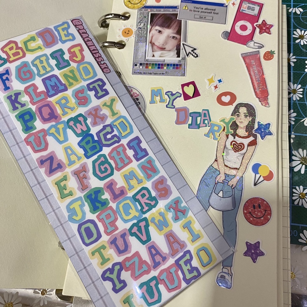 Stiker Alphabet Journal / Photocard / Polcos Huruf Y2K (Waterproof) by @peachkiss.xo