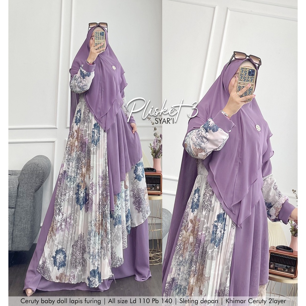 Khadijah Humaira Gamis Syari Ceruty Babydoll Marwah Plisket3 Terlaris