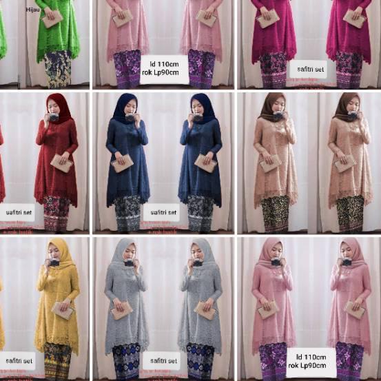 ➬ ST SAFITRI IDULFITRI stelan kebaya brukat batik kebaya brukat jumbo ld110 ❈