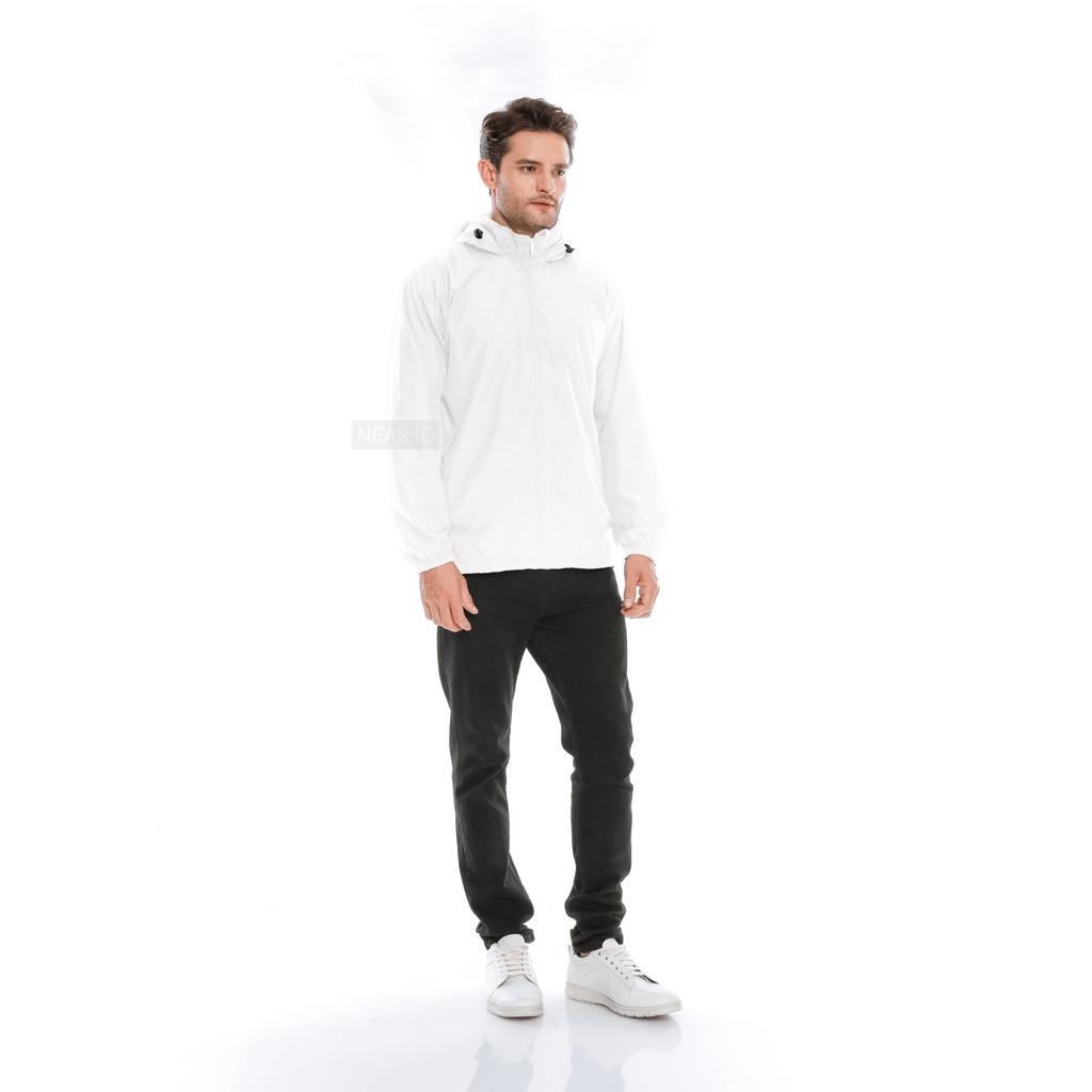 Jaket Parasut Sport Polos Premium - Putih