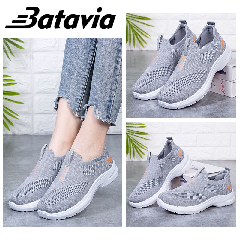 Batavia GROSIR sepatu kanvas wanita rajut sepatu wanita  sepatu tanpa tali hitam Sepatu Wanita Sport Women Sneakers sepatu cowo sepatu pria sepatu pria ringan B25