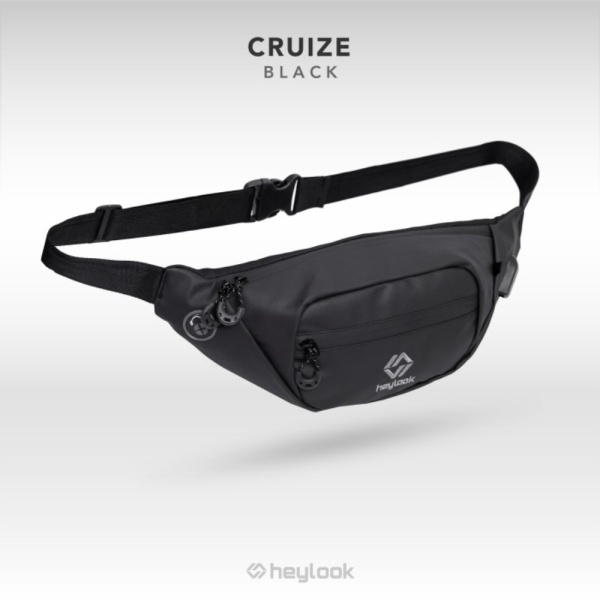 Unik WAISTBAG PRIA WANITA TAS SELEMPANG TAS PINGGANG DISTRO MODEL TERBARU - WB CRUIZE BLACK Berkuali