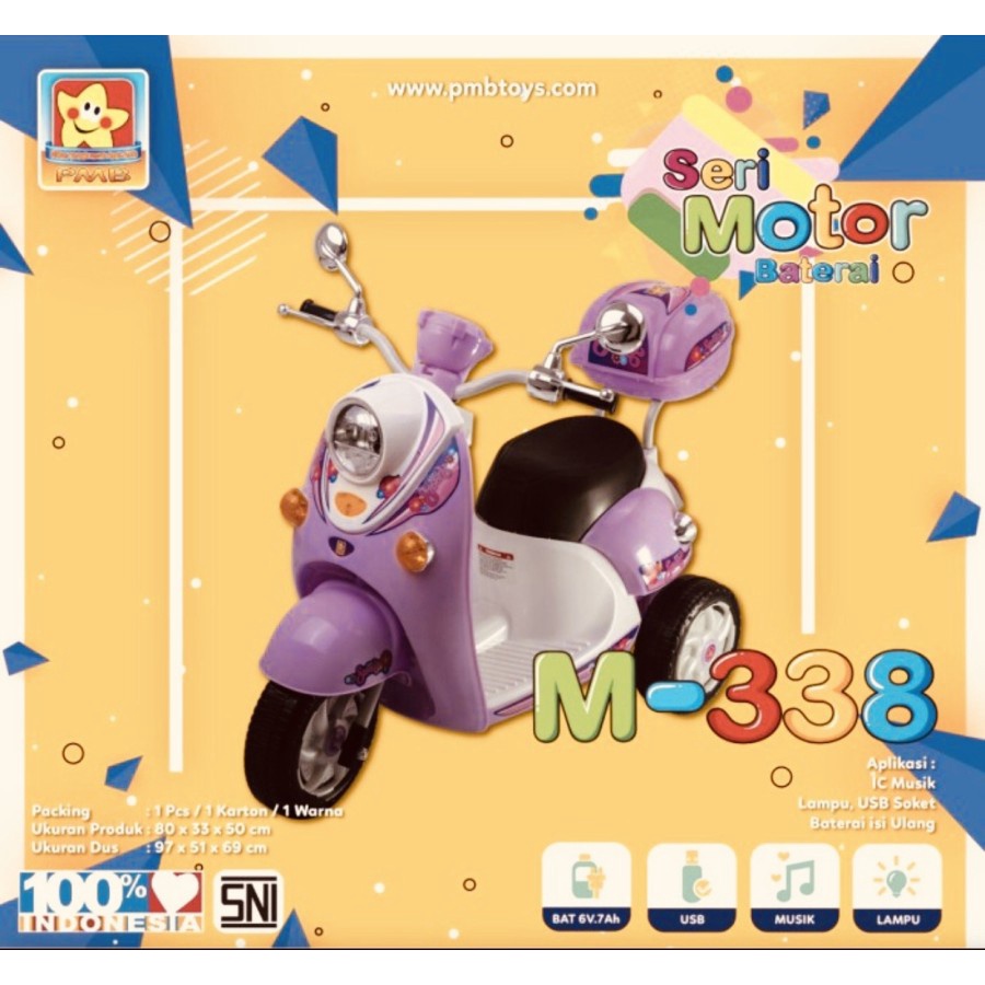 Mainan Anak Motor Aki Scoopy PMB M 338 - Pink