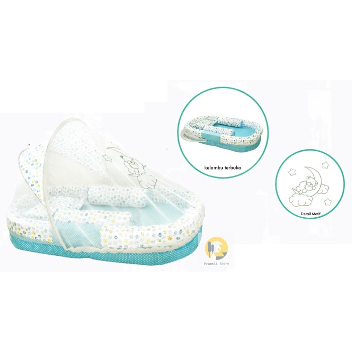 Terlaris ✨ -Kasur Bayi/ Baby Matras merk Omiland set kelambu warna biru - Merah Muda- 2.1.23