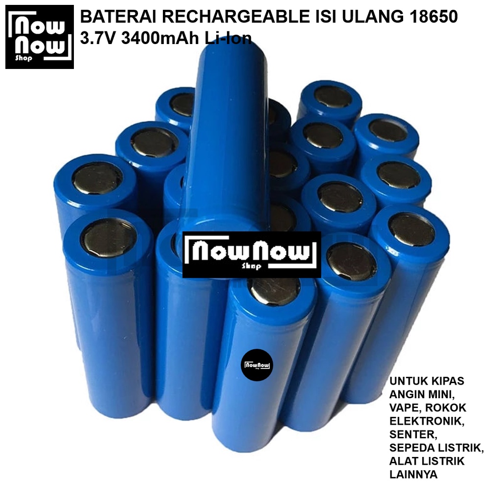 BATERAI RECHARGEABLE ISI ULANG 18650 3.7V FLAT TOP Ujung Datar Li-Ion KIPAS ANGIN MINI VAPE SENTER SEPEDA ALAT LISTRIK MAINAN ANAK MIC SMULE REMOTE CAR BATTERY BATRE BATRAI BATERE