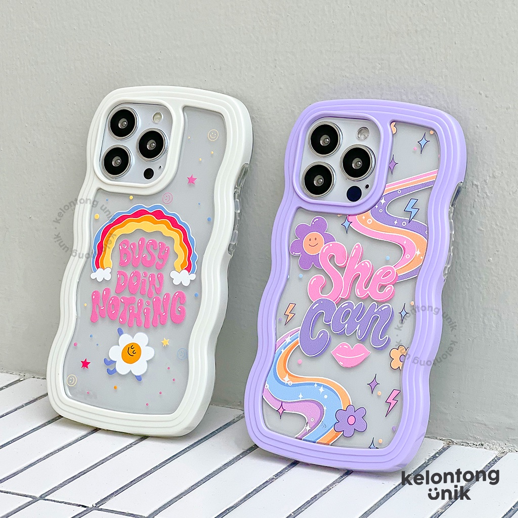 For iPhone - She Can 2in1 Pastel Wavy Case