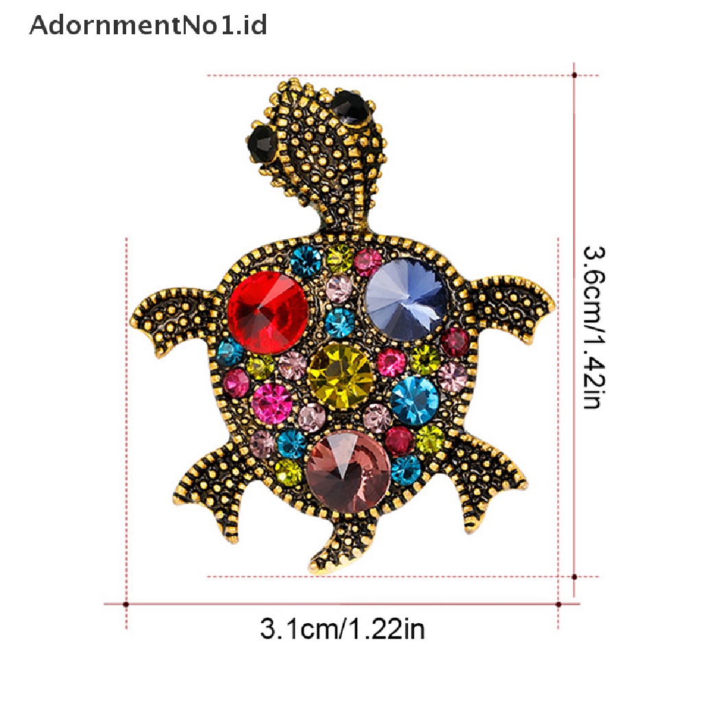 [AdornmentNo1] Kepribadian Lucu Retro Penyu Kecil Bros Berlian Imitasi Hewan Turtle Brooch [ID]