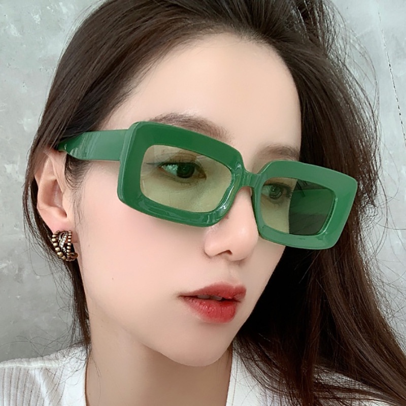 Persegi Dibingkai Kacamata Kaki Lebar Rempah Gadis Kacamata Hitam Perempuan Ins Euro-Amerika Retro Bingkai Kecil Jelly Berwarna Kacamata