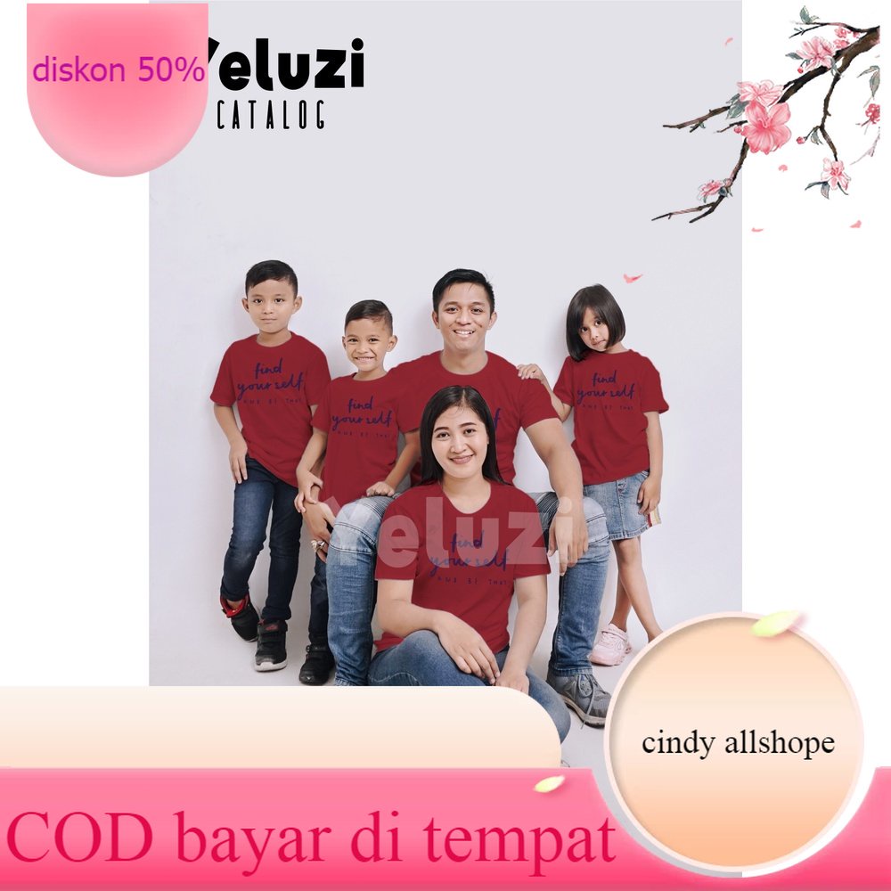 Distro Merah yeluzi Kaos baju atasan Couple keluarga