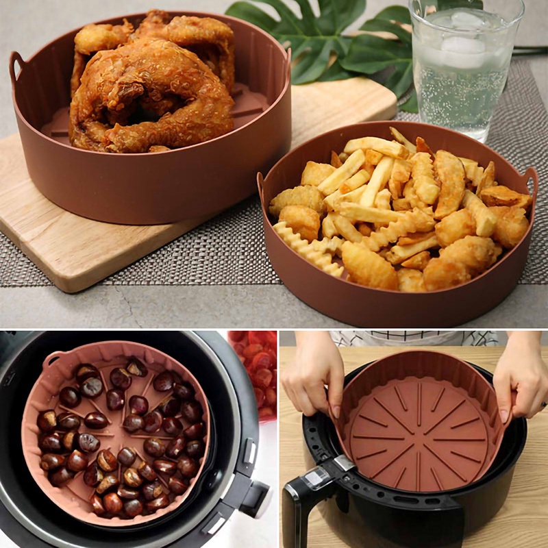 【COD】19CM Air Fryer Silicone Pot Silikon Penggorengan Udara Keranjang Tangan Loyang Silikon