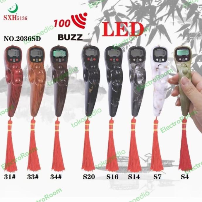Tasbih Digital Premium Motif Kayu Marmer Led Alarm Per 100 Bunyi