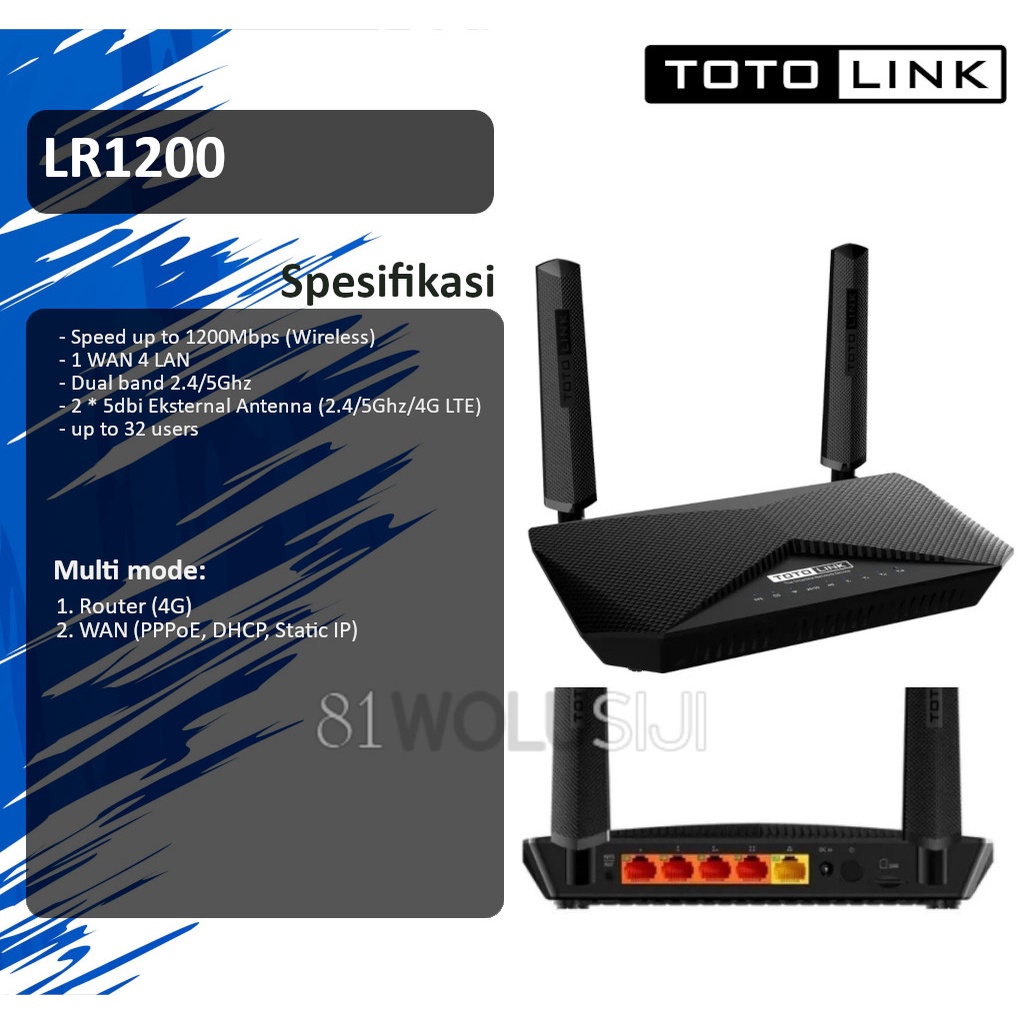 TOTOLINK LR1200 4G LTE Wireless N Dual Band (2.4/5Ghz) AC1200